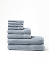 Harbor Mist luxe bath towel set folded with white background |Color:Harbor Mist