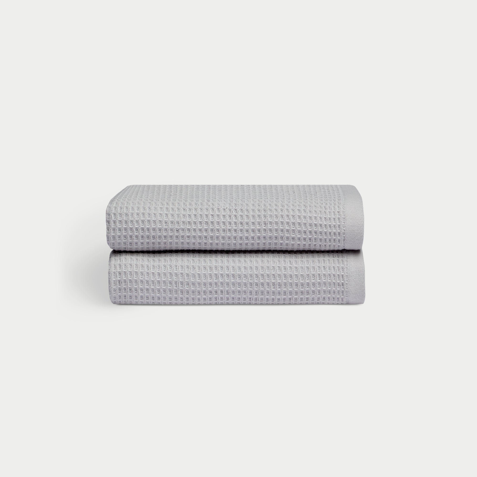 Harbor Mist Waffle Hand Towel set neatly folded. The photo was taken with a white background. |Color:Harbor Mist