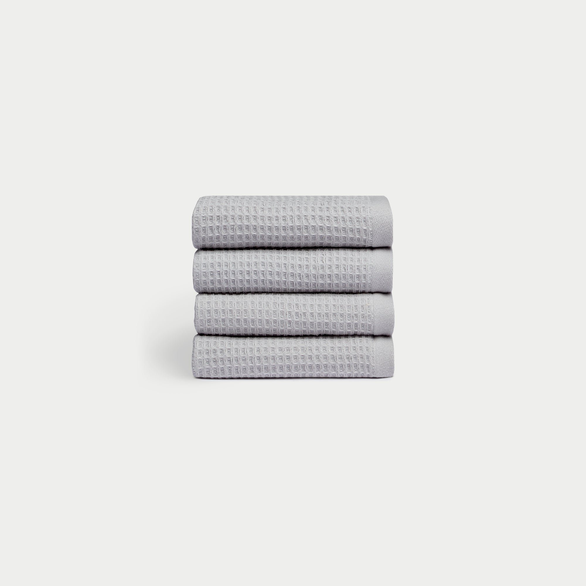 Harbor Mist Waffle Cloths neatly folded. The photo was taken with a white background. |Color:Harbor Mist
