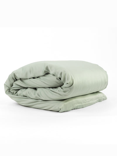 Displayed against a white background is a Bamboo Duvet Cover in Laurel, made by Cozy Earth. |Color:Laurel