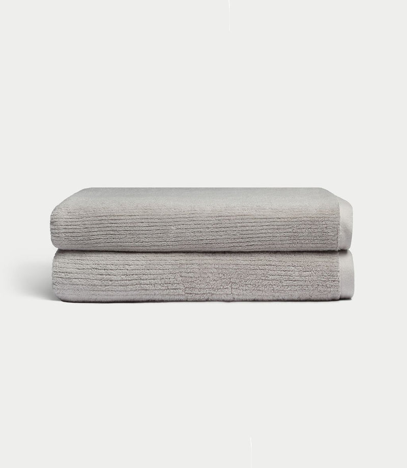 Ribbed Terry Bath Sheets in the color Light Grey. Photo of product taken with white background.