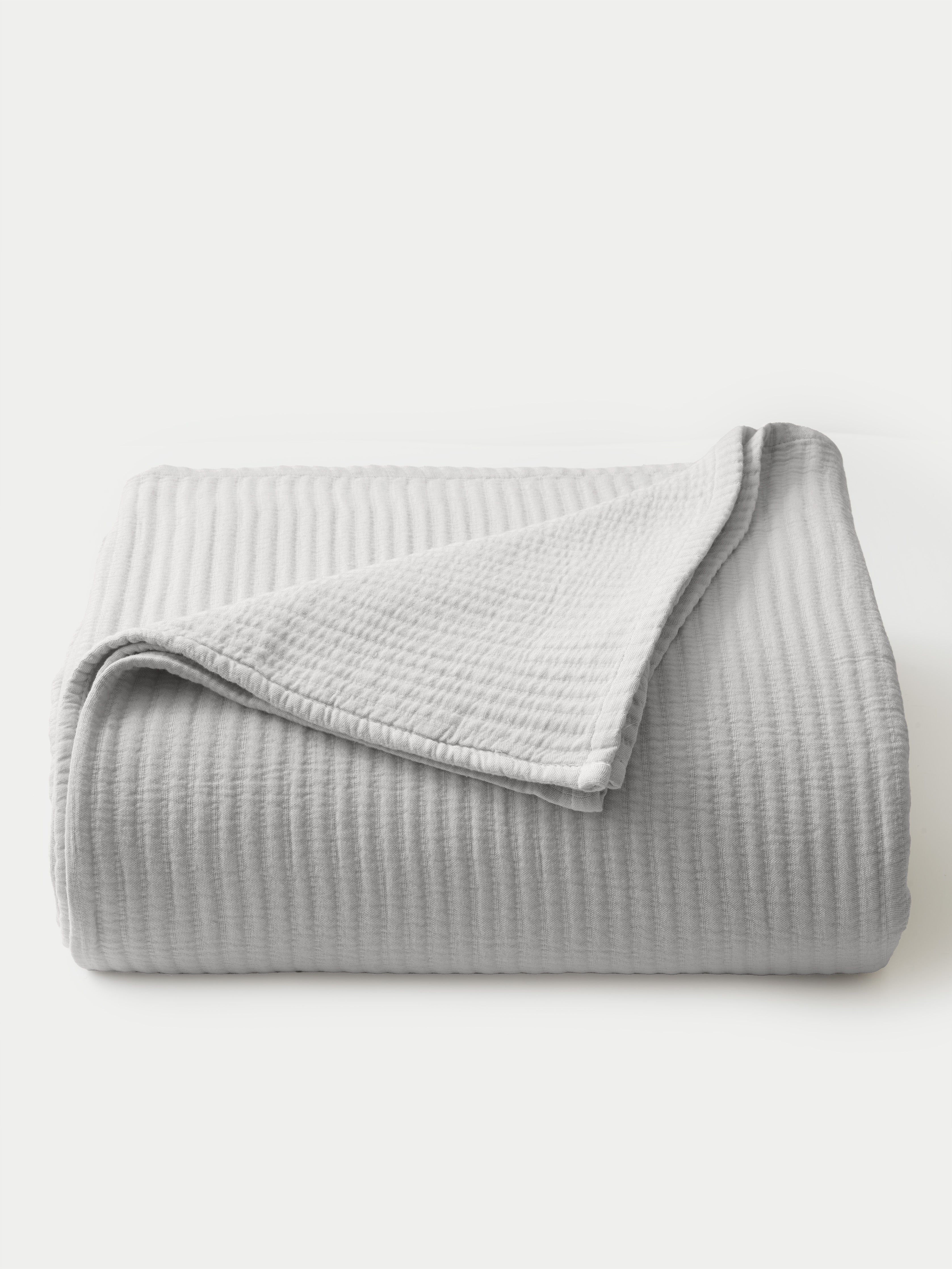 Light Grey coverlet folded with white background |Color:Light Grey