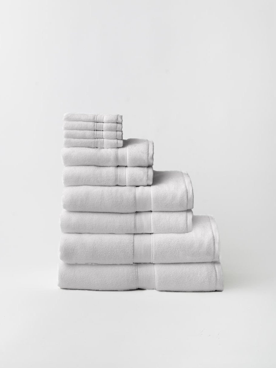 Complete luxe bath bundle folded with white background |Color:Light Grey