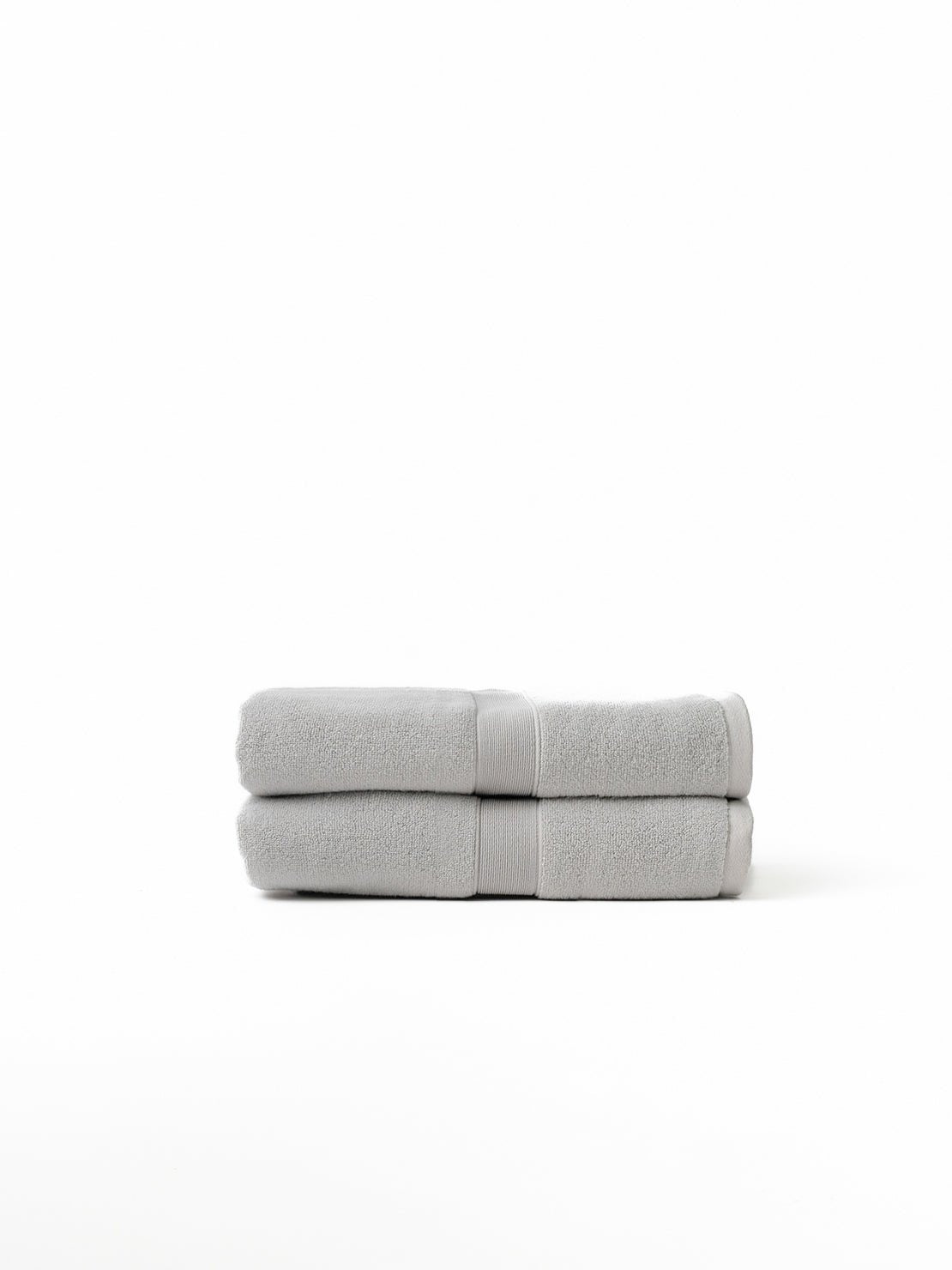 Two luxe bath sheets folded with white background |Color:Light Grey