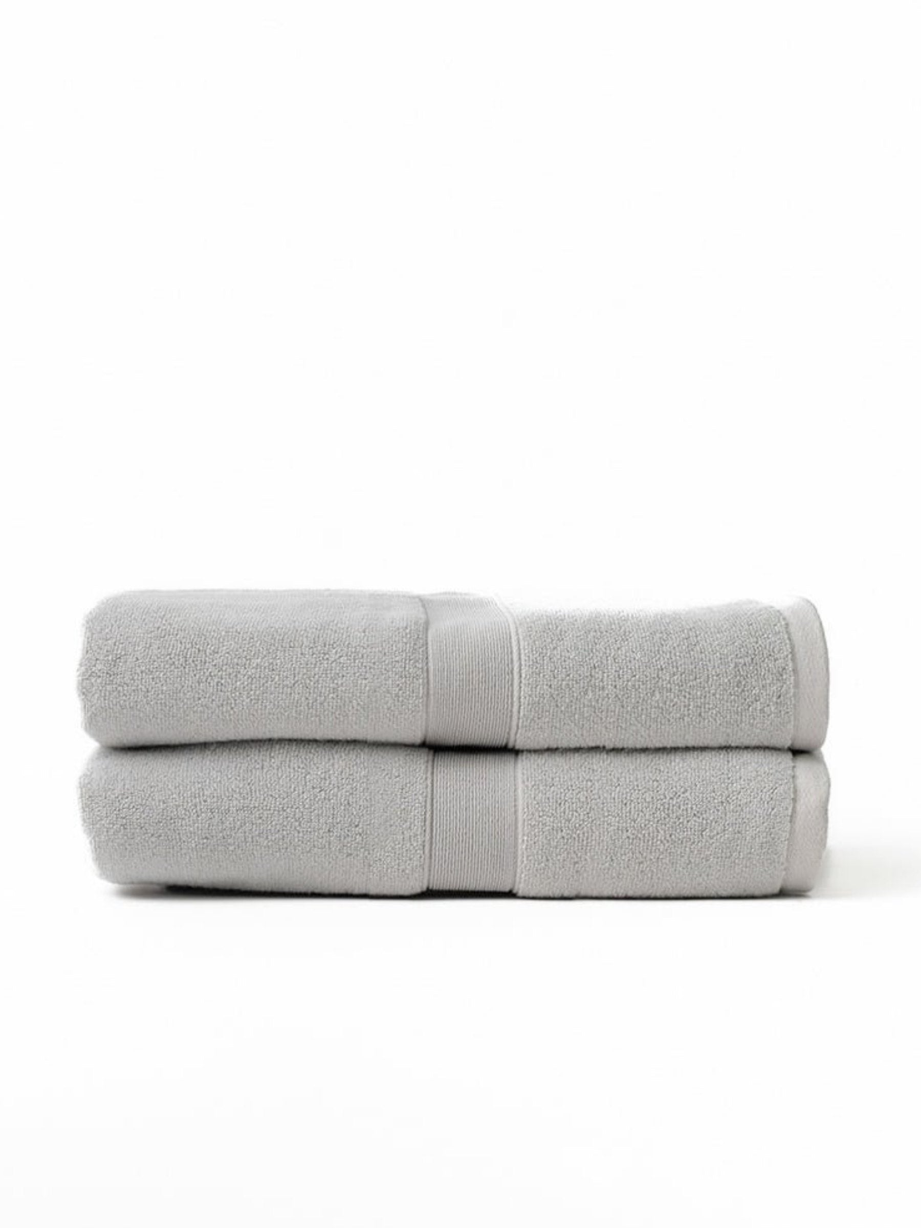 Two luxe bath sheets folded with white background |Color:Light Grey