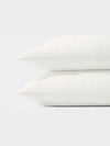 Natural linen Puckered Shams photographed over white background. | Color: Natural