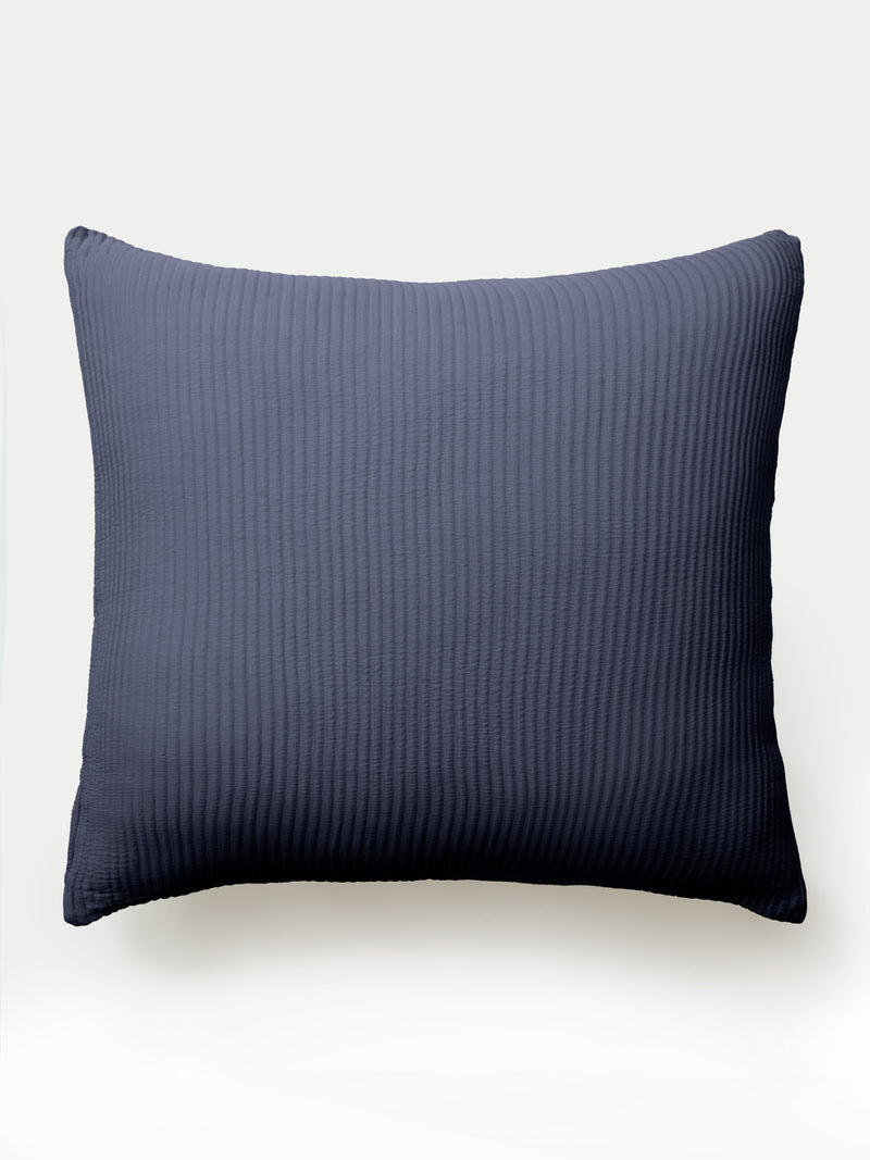 Navy euro coverlet sham with white background