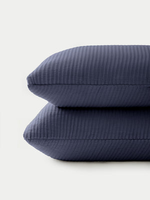2 navy coverlet shams with white background |Color:Navy