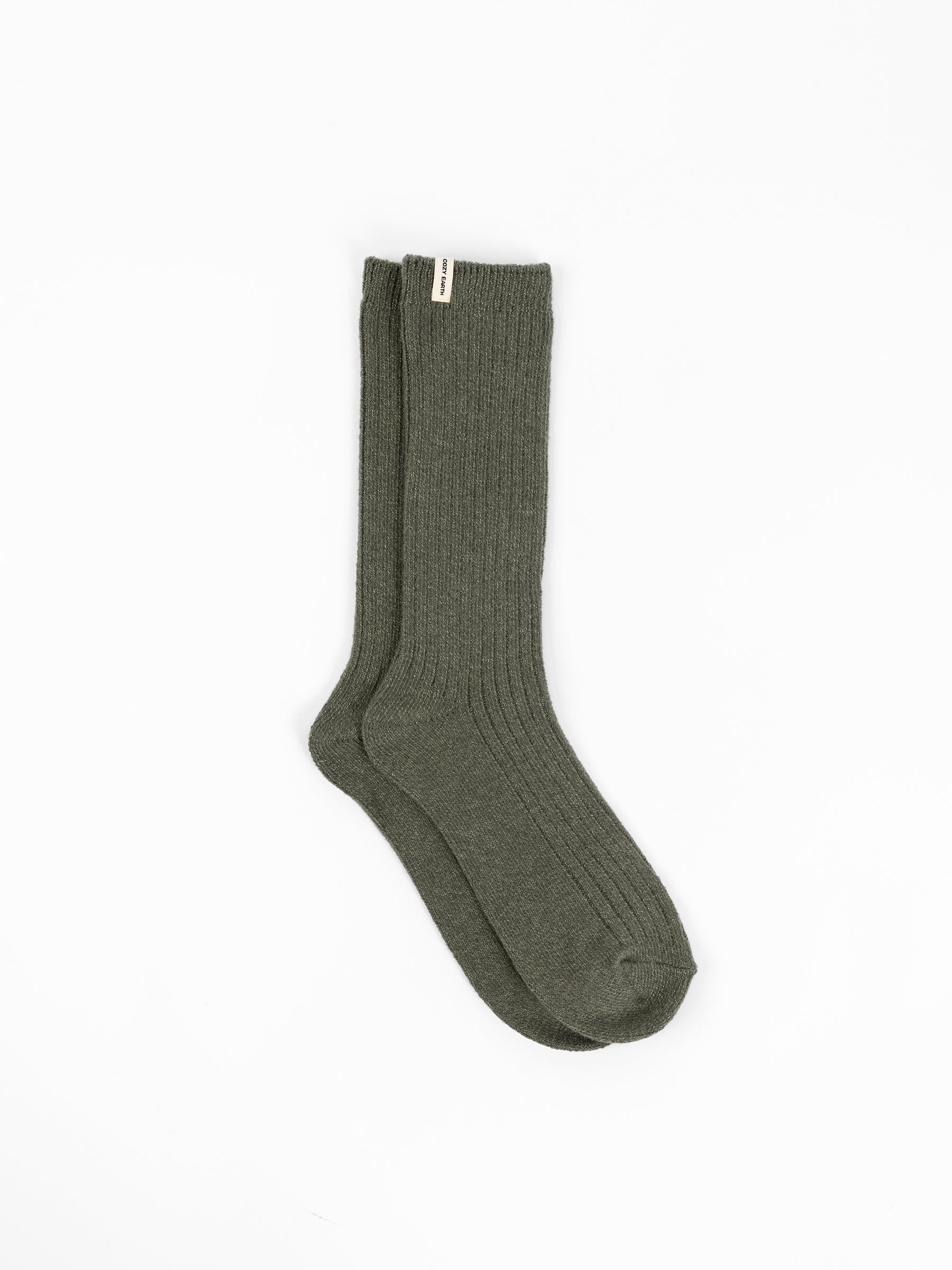 Cozy Earth Plush Lounge Sock 1-Pack in Olive |Color:Olive