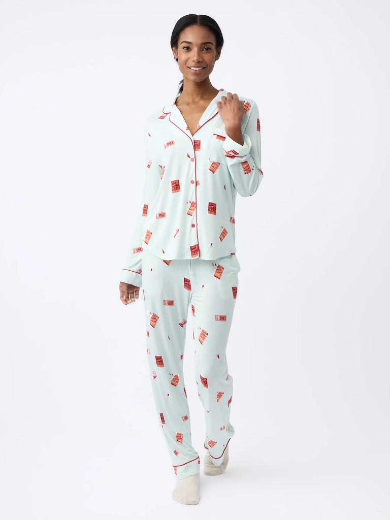 Stretch-Knit Long Sleeve Pajama Set