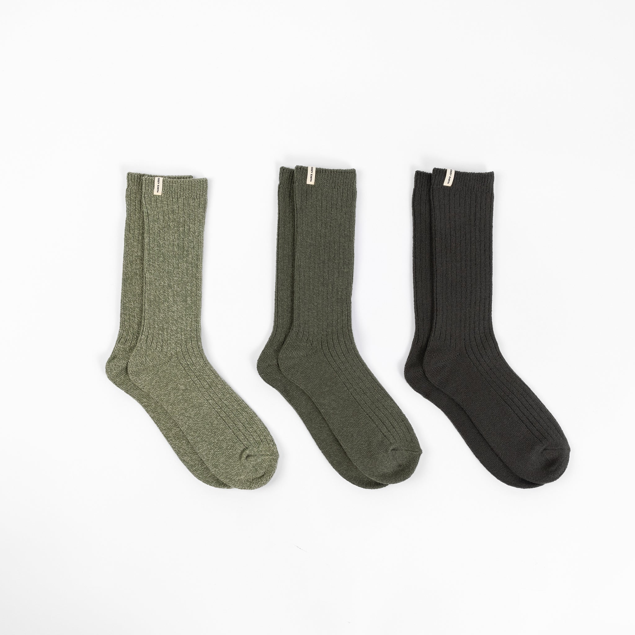 Cozy Earth Plush Lounge Sock 3-Pack in Juniper, Olive, and Pine |Color:Pine/Olive/Juniper