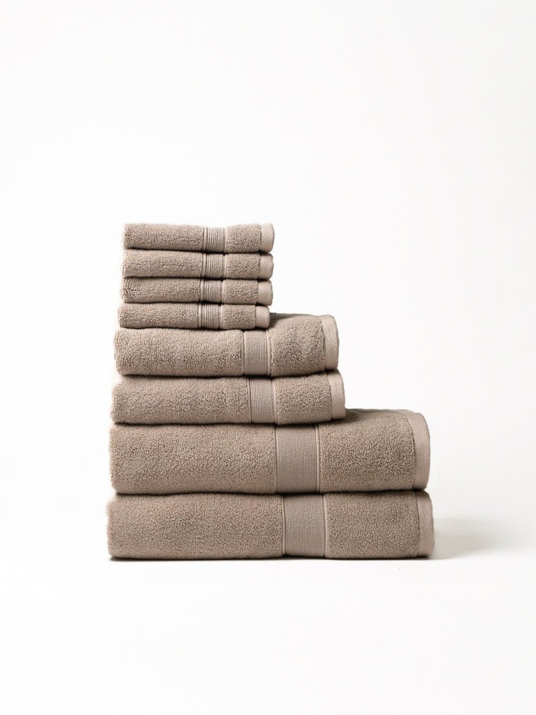 Sand luxe bath towel set folded with white background |Color:Sand