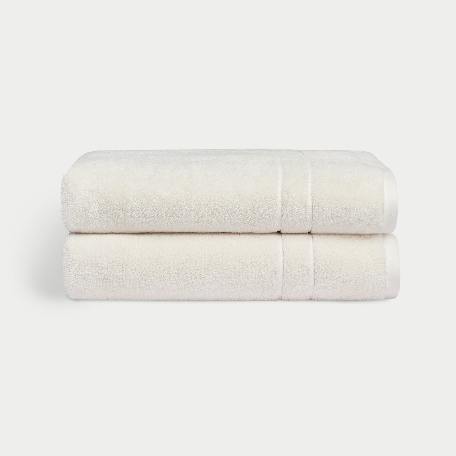 Premium Plush Bath Towels in the color Seashell. Photo of Complete Premium Plush Bath Bundle taken with white background 
