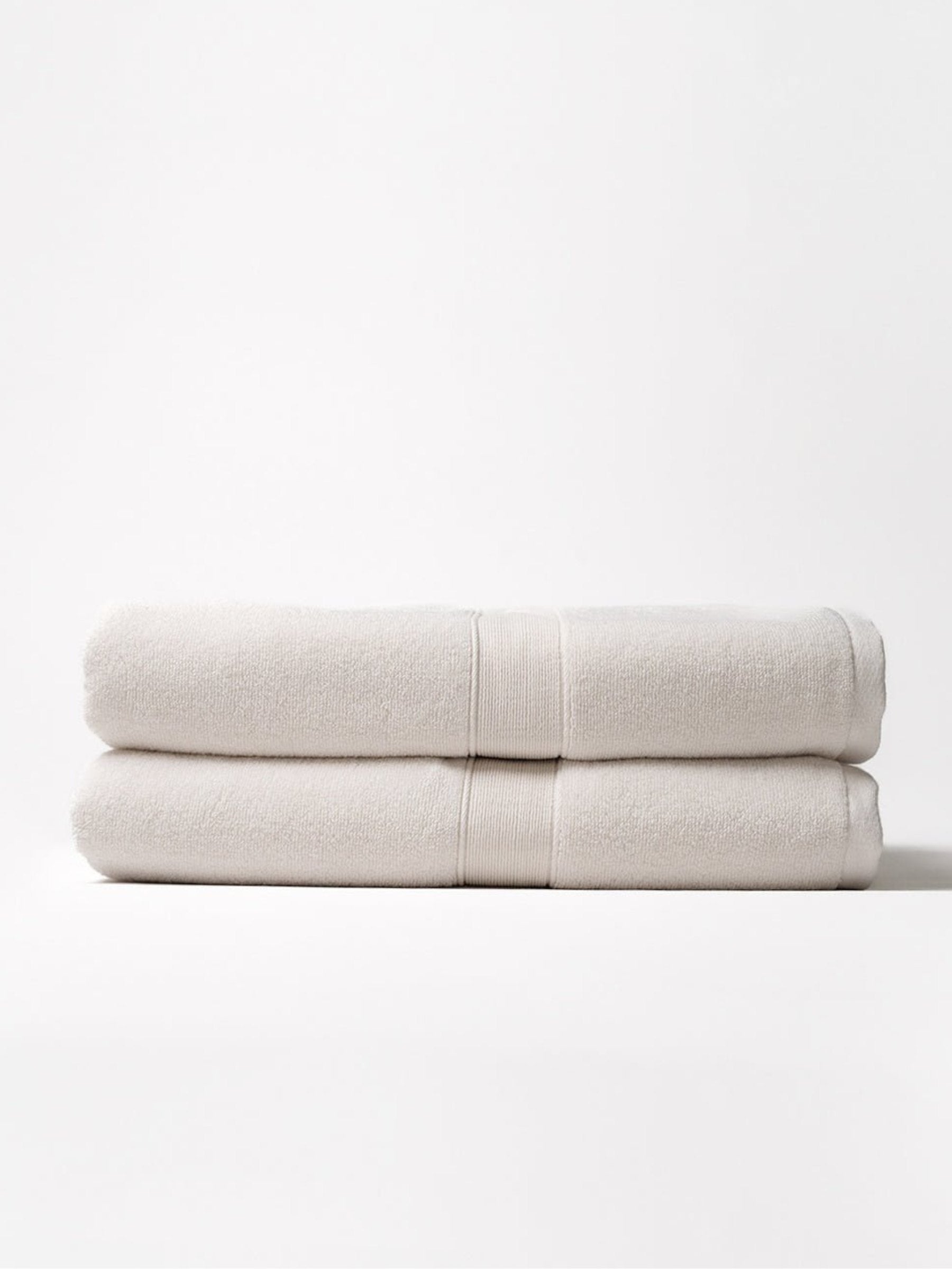 Two luxe bath sheets folded with white background |Color:Seashell