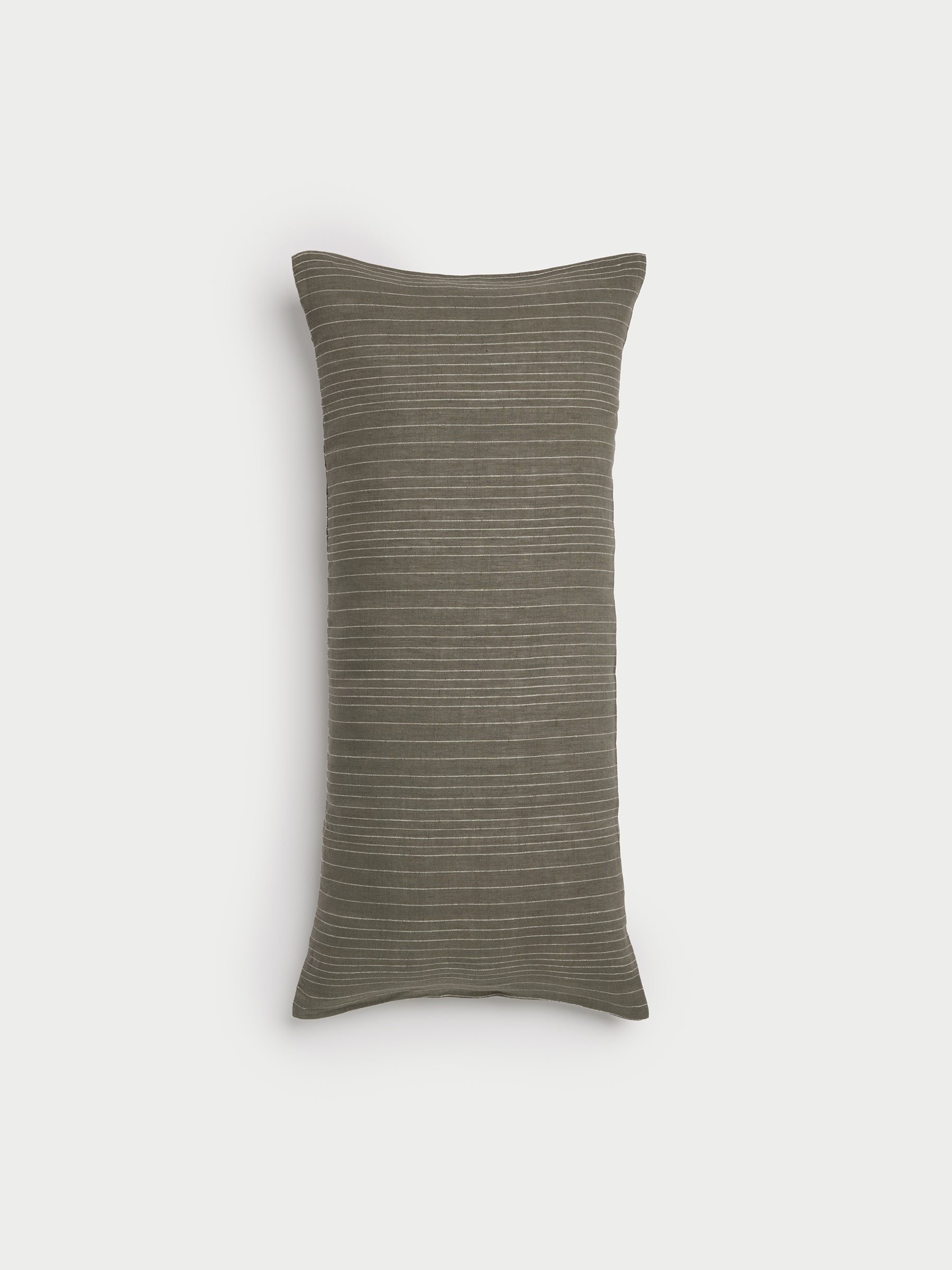 Cozy Earth striped throw pillow with plain white background 