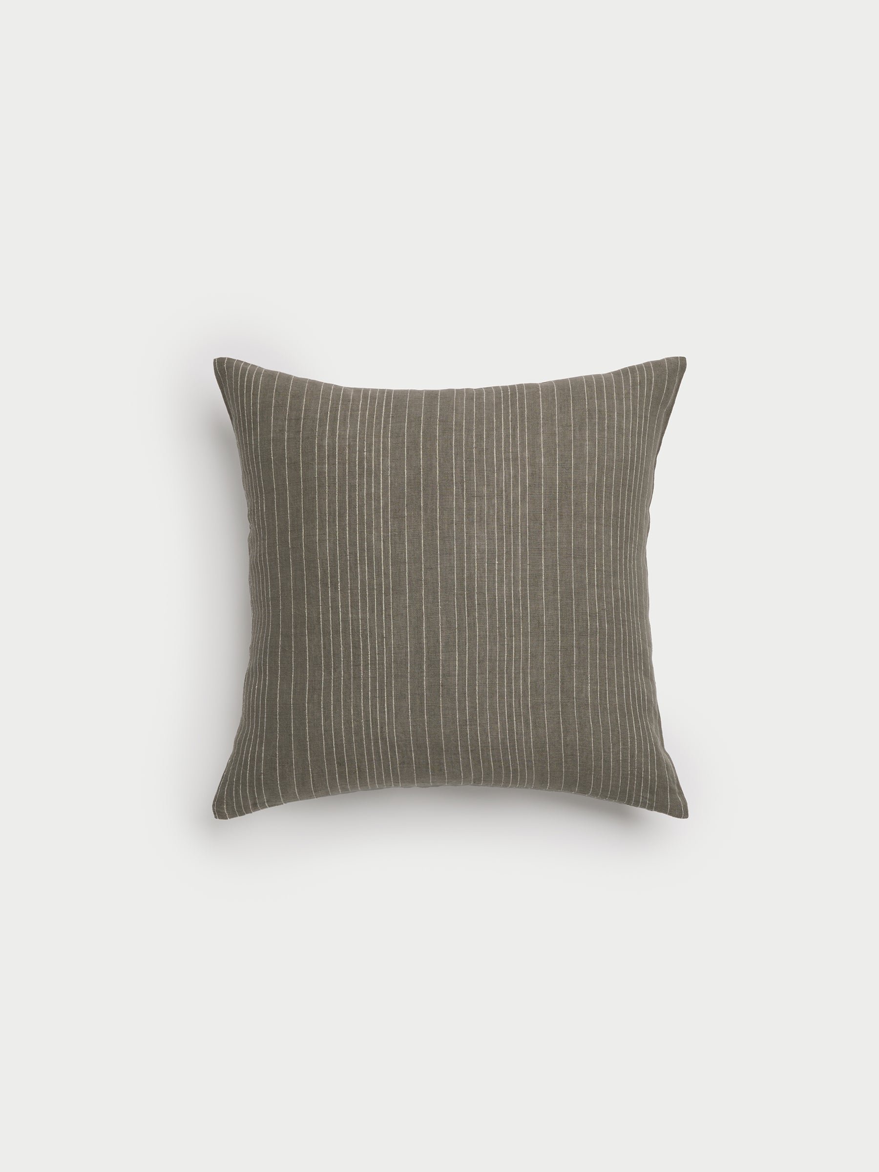 Cozy Earth striped throw pillow with plain white background |Color:Smoke|Size:20" x 20"