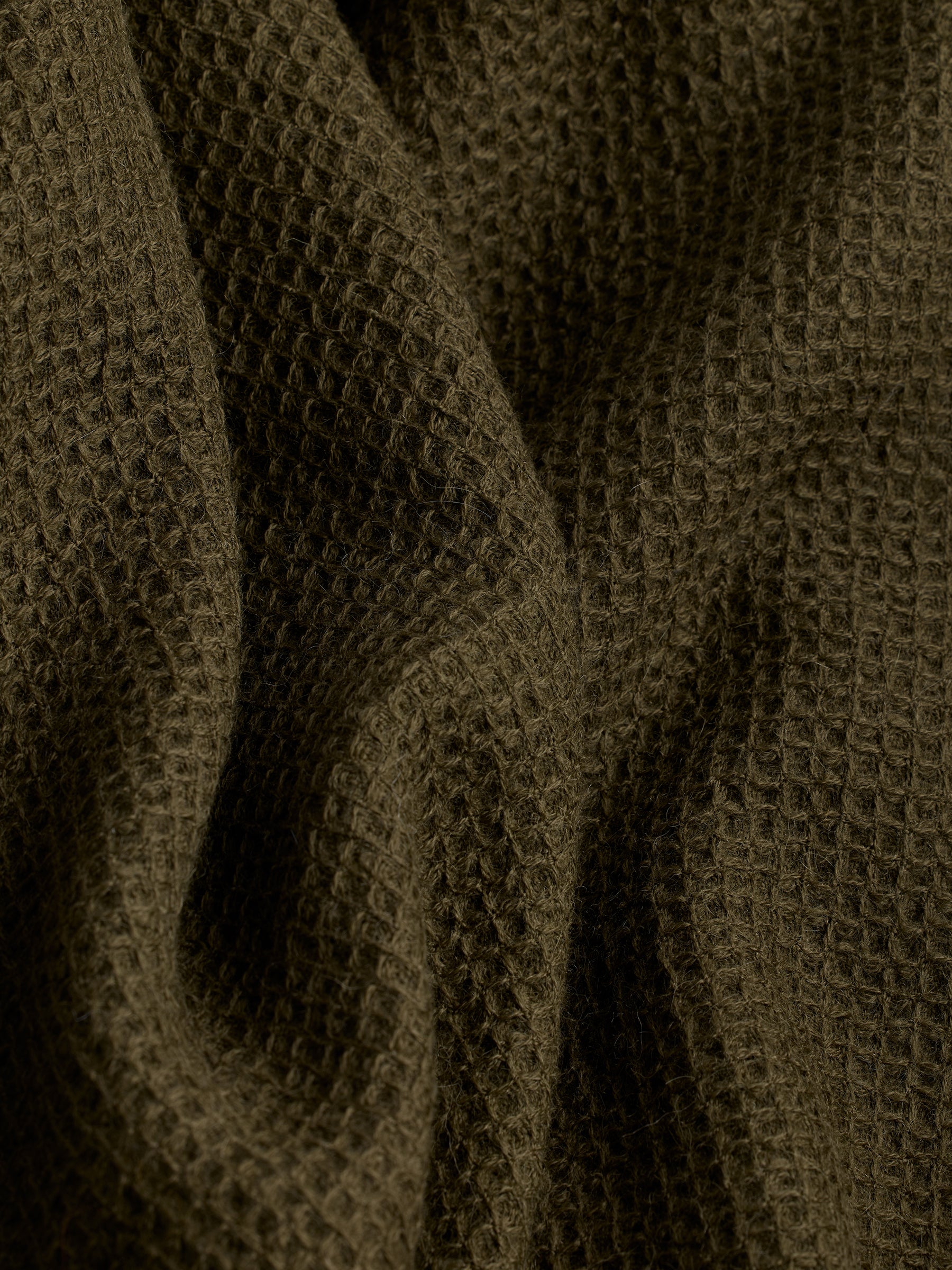 Close up of utility green alpaca throw |Color:Utility Green