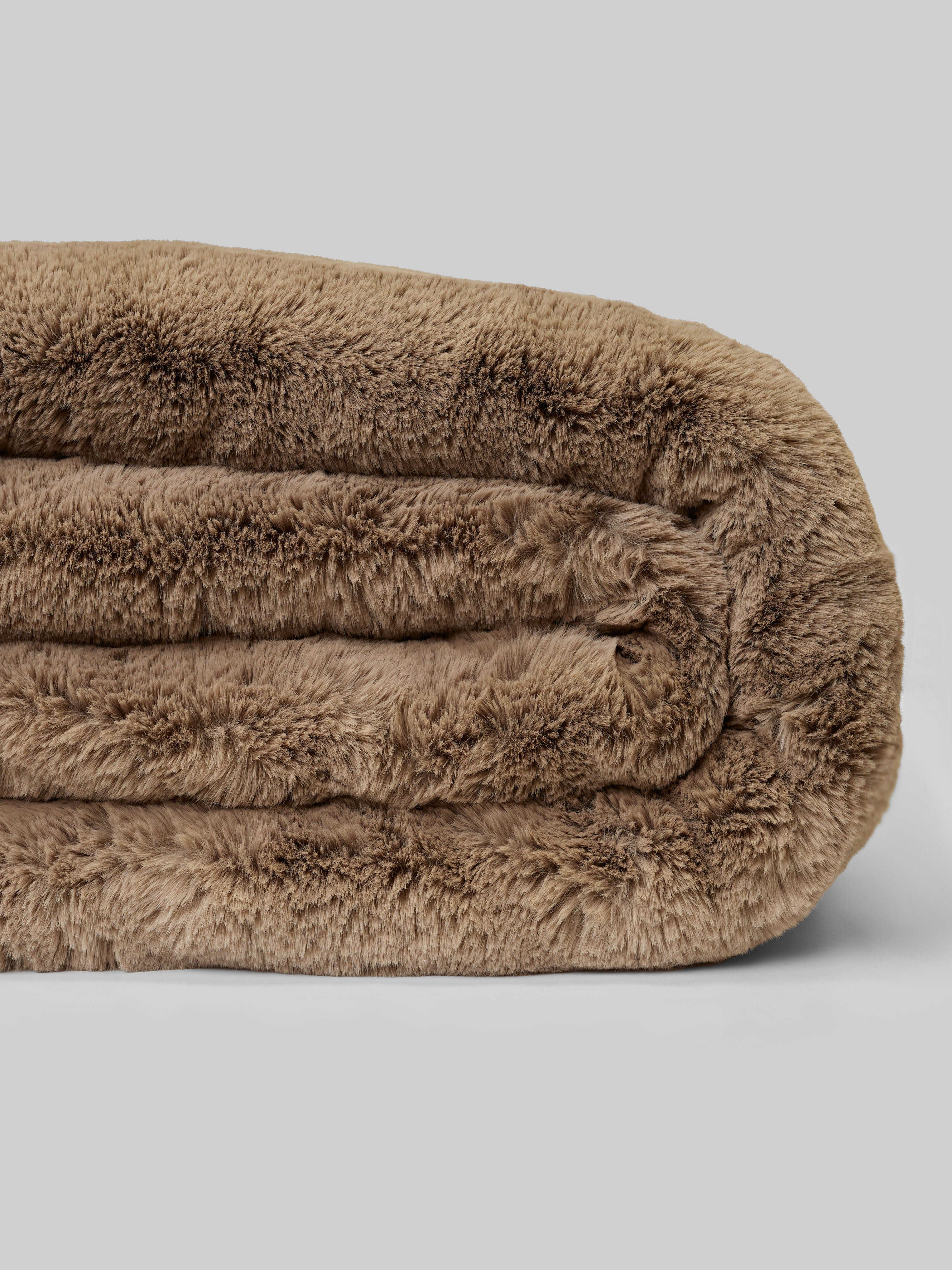 Walnut Oversized Throw Cuddle Blanket folded with white background 