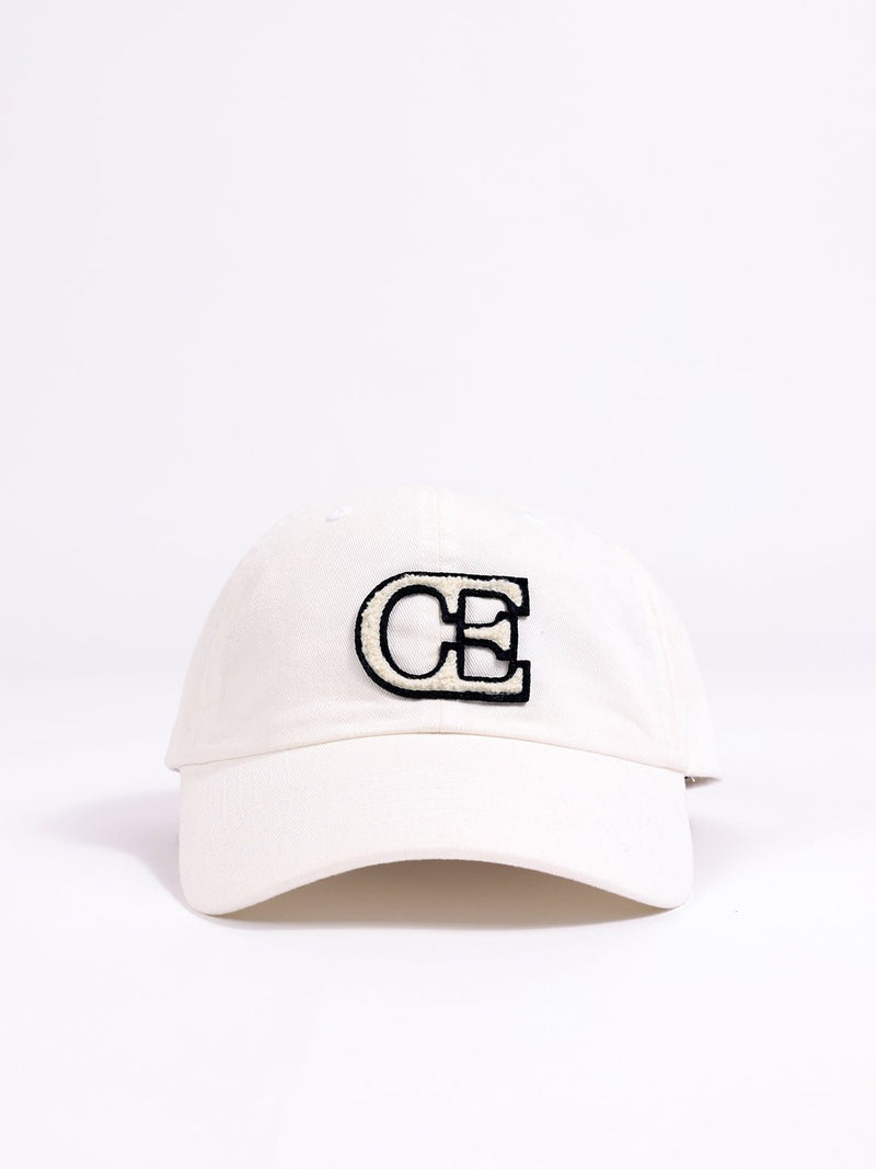Washed cream vintage cap with white background