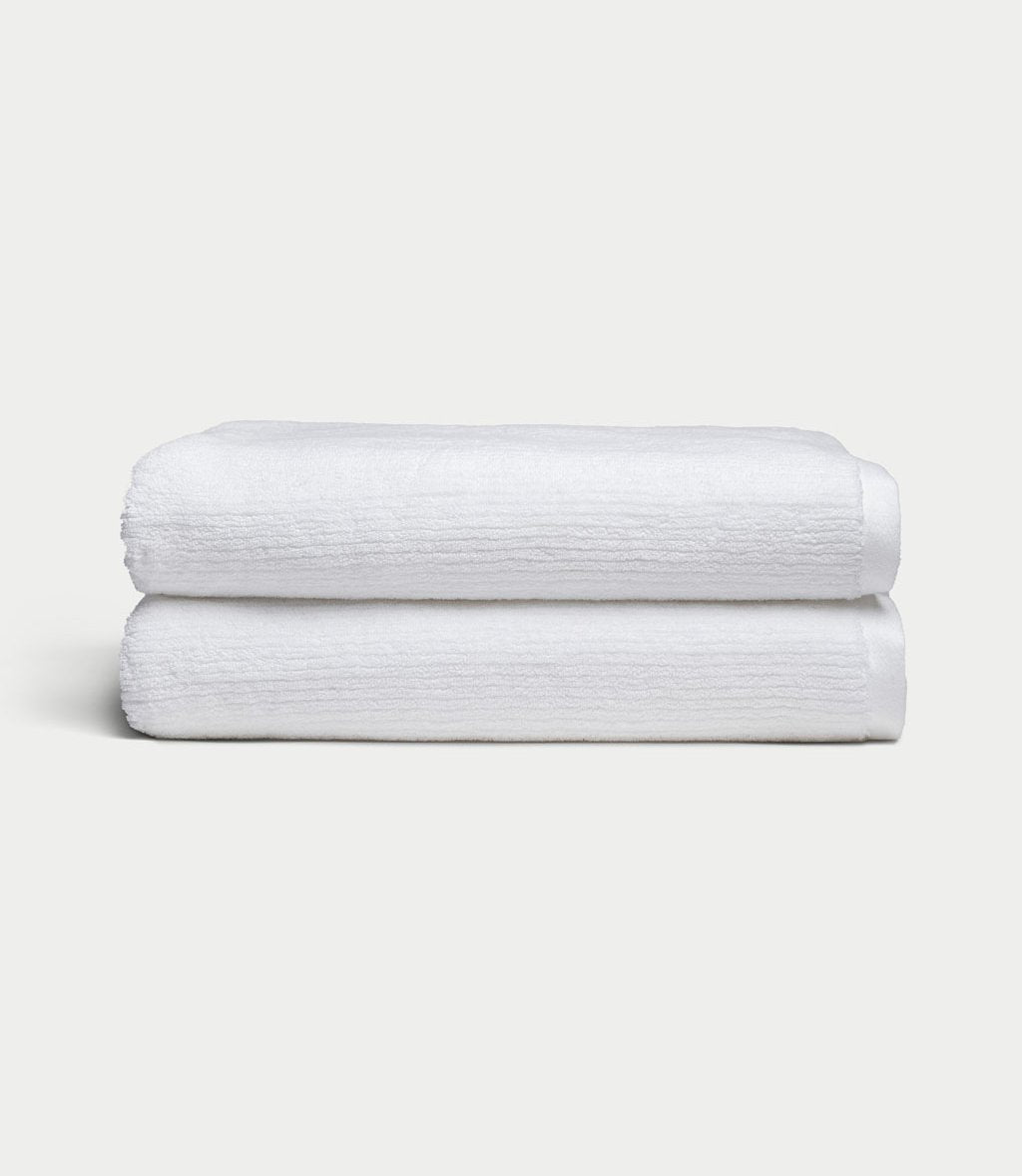 Ribbed Terry Bath Sheets in the color White. Photo of product taken with white background. |Color:White