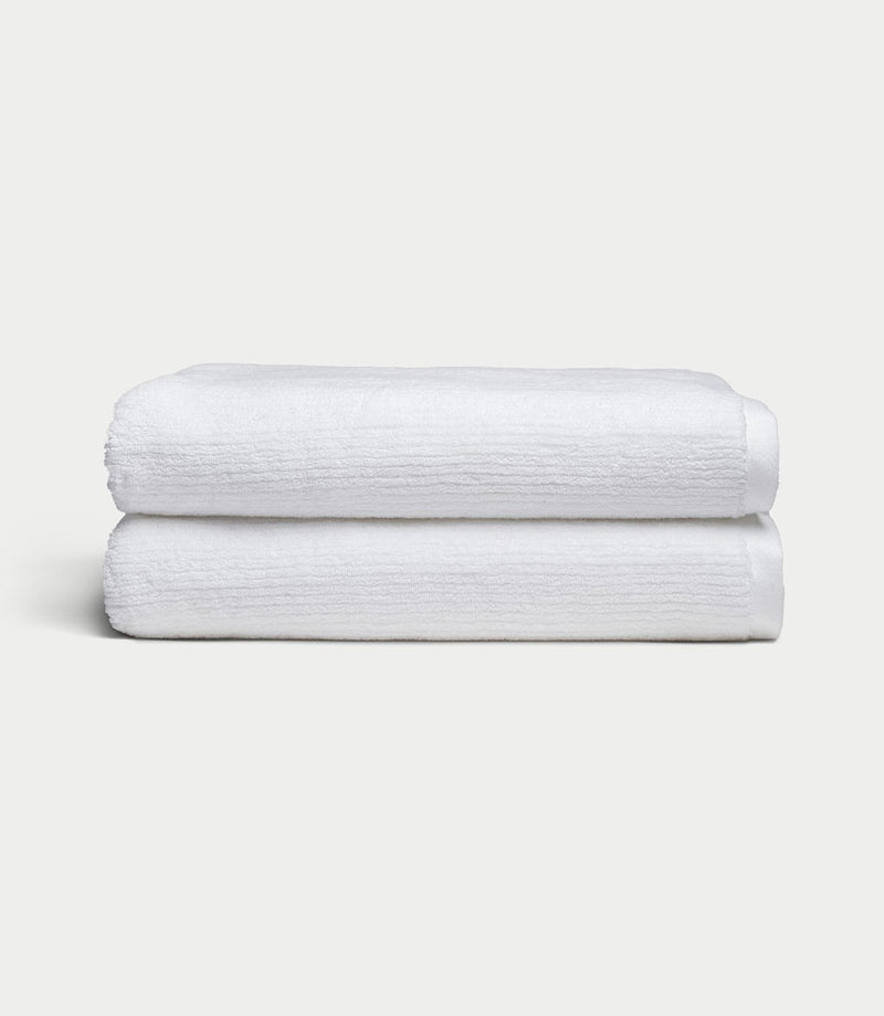 Ribbed Terry Bath Sheets in the color White. Photo of product taken with white background.