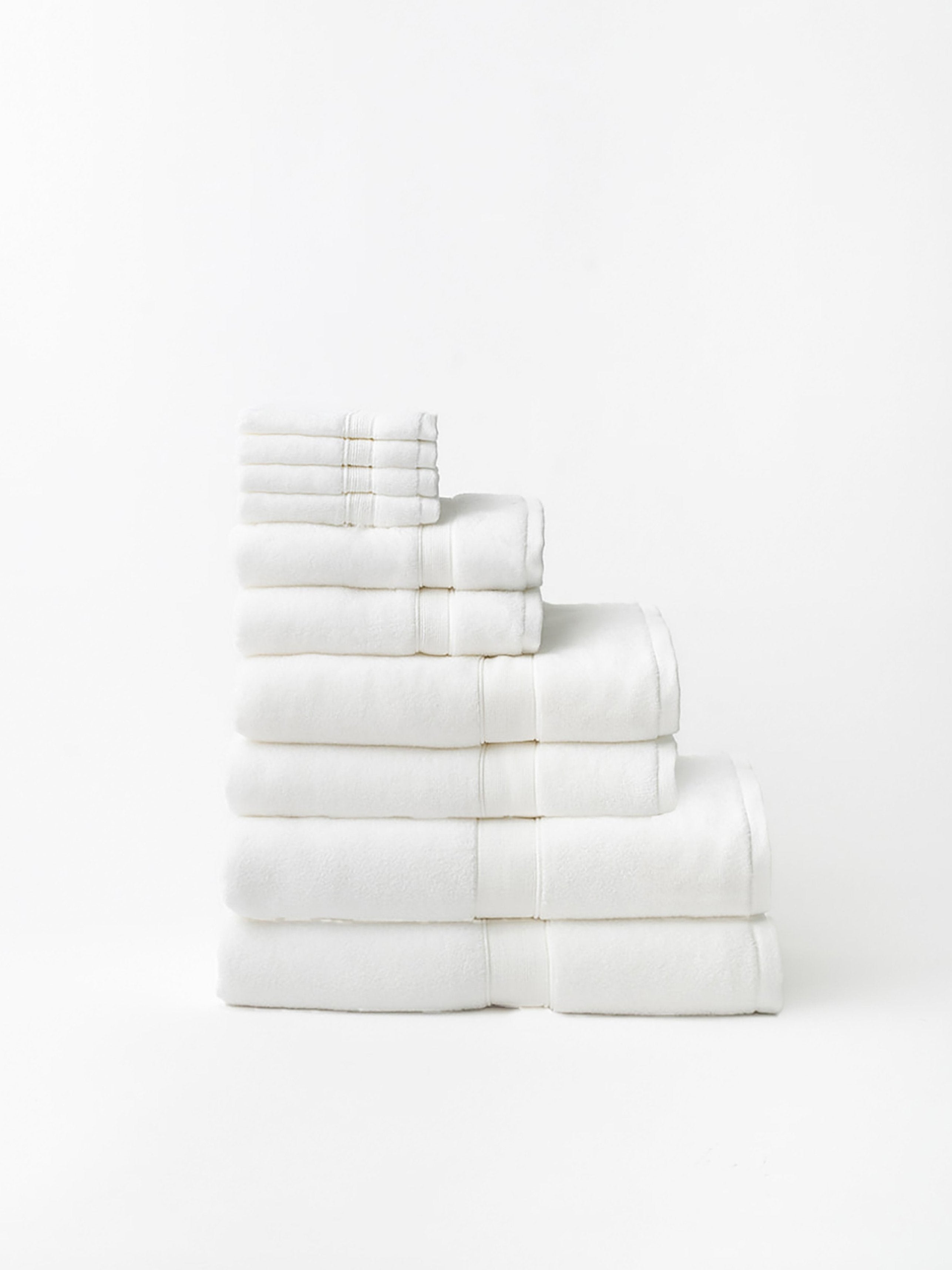 Complete luxe bath bundle folded with white background |Color:White