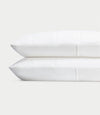 White Linen Box Quilt Sham laying over a white background. |Color: White