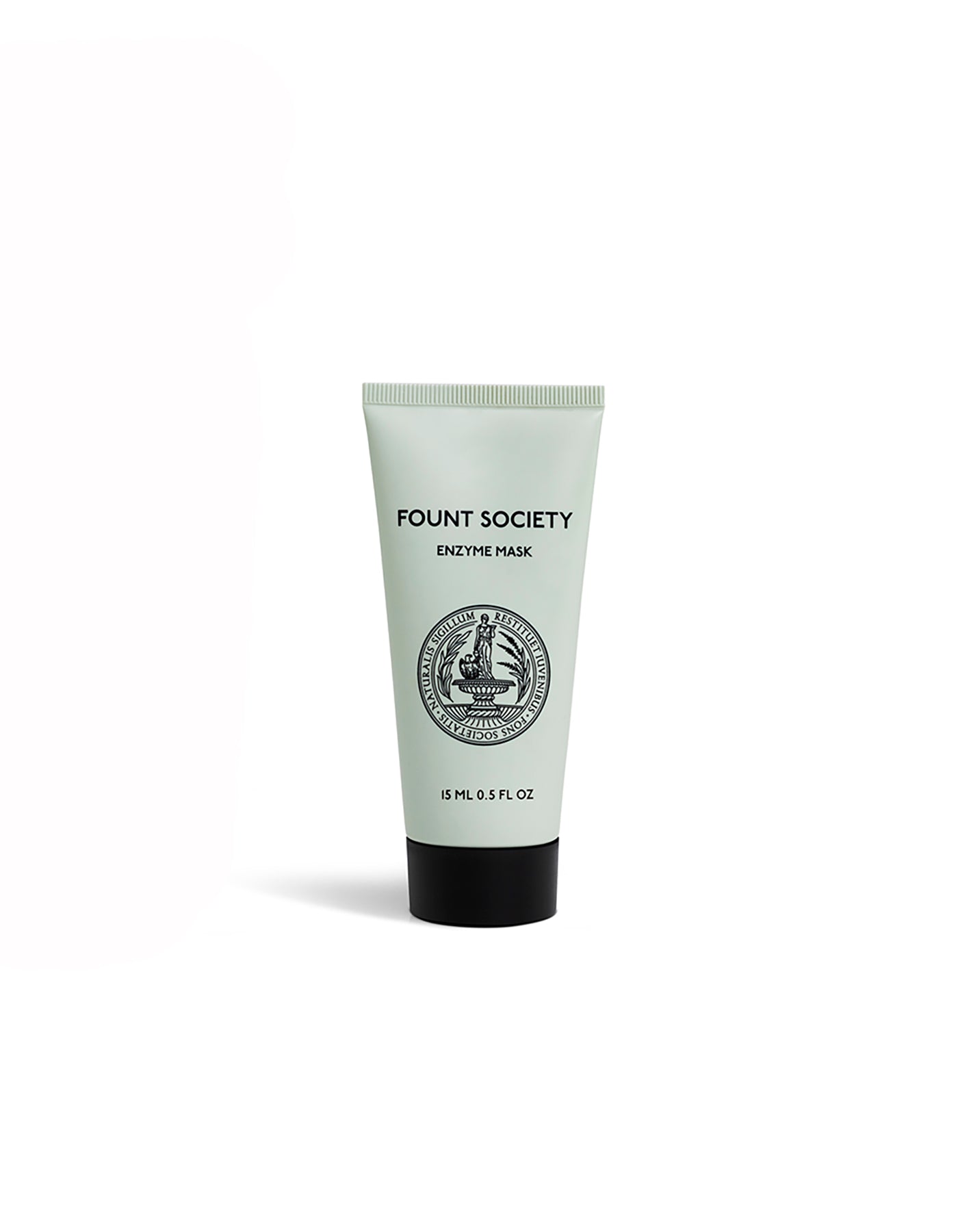 A light green tube labeled "Cozy Earth Enzyme Mask" with a black and white circular logo stands upright on a white background. The tube shows it contains 15 ml (0.5 fl oz).