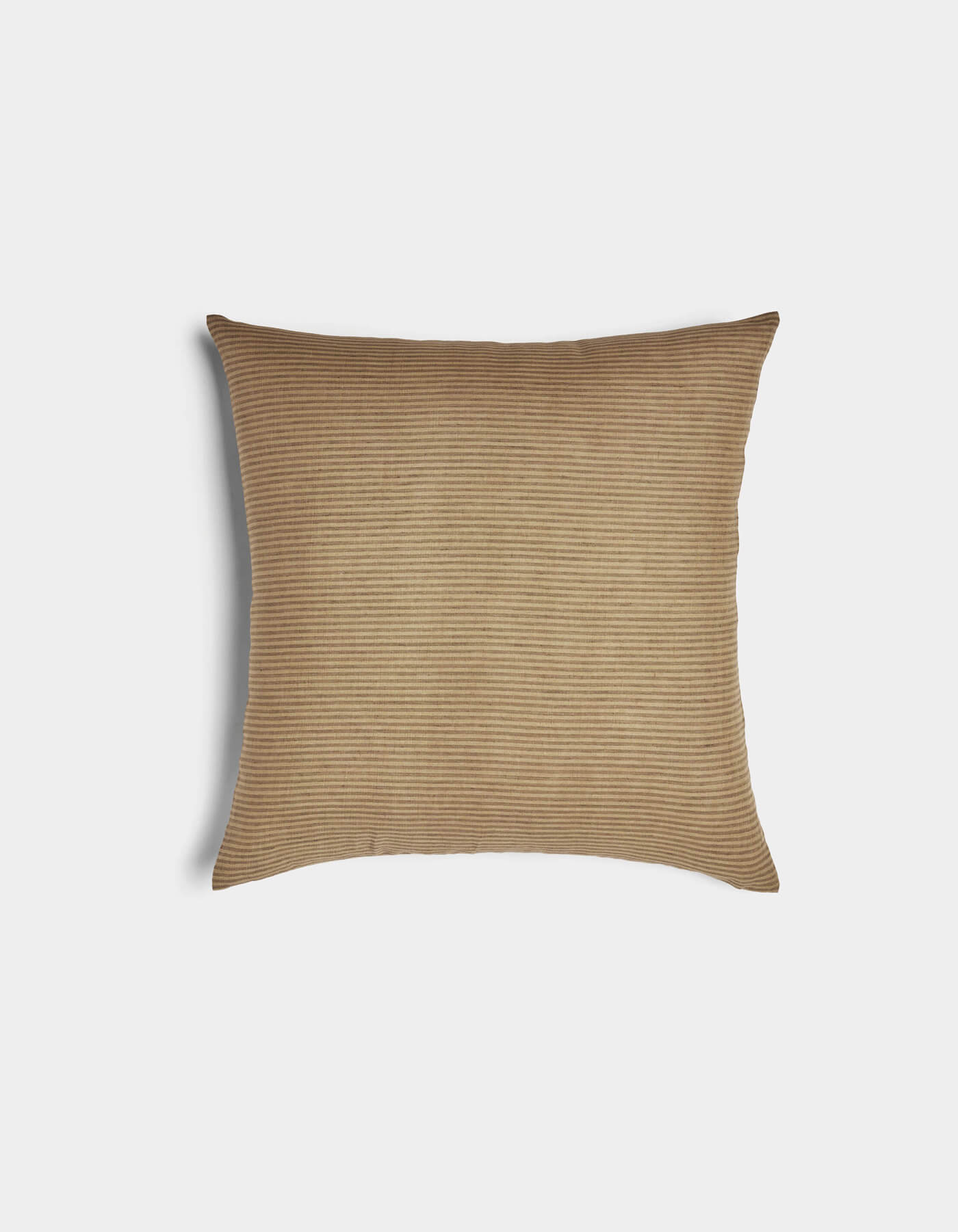 The Cozy Earth Striped Throw Pillow is a square, light brown corduroy pillow with subtle horizontal ridges, displayed against a plain white background.