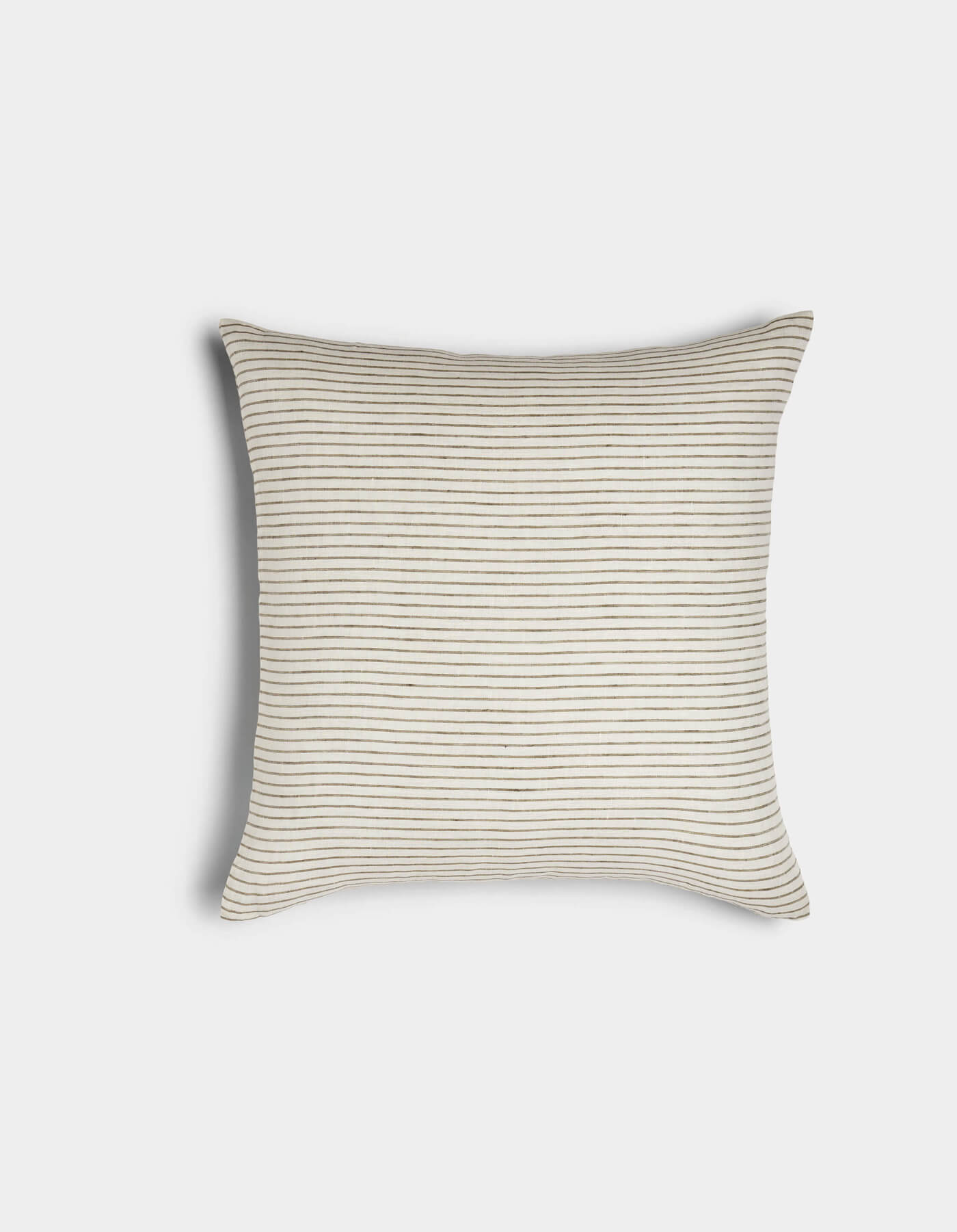 The Cozy Earth Striped Throw Pillow features a cream background with thin, evenly spaced horizontal black stripes, displayed against a plain white backdrop.