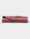 A Cozy Earth Bamboo Flat Sheet in a rose color is neatly folded and displayed on a plain white background. |Color:Mulberry