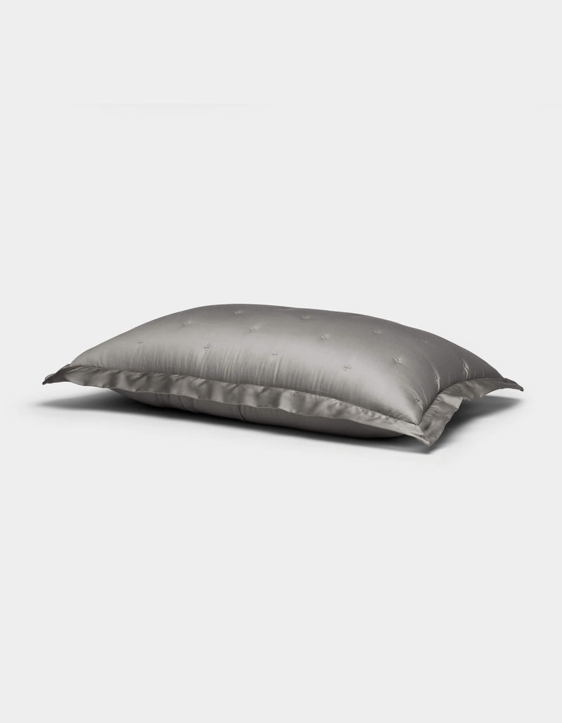 A single Cozy Earth Bamboo Quilted Sham in gray with a subtle star pattern is displayed on a plain white background.