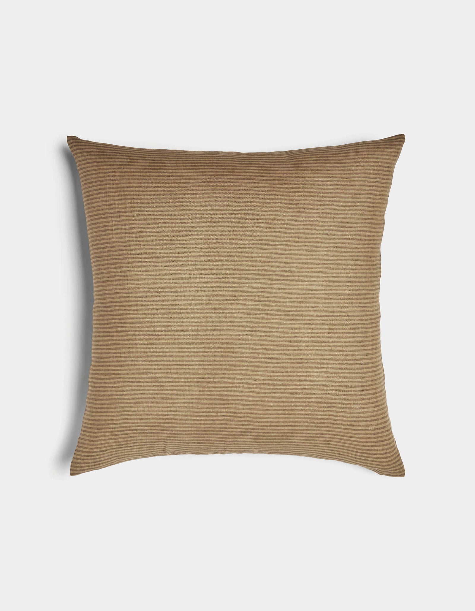 The Cozy Earth Striped Throw Pillow features a light brown, corduroy-textured fabric cover and is displayed against a white background.