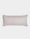 The Cozy Earth Striped Throw Pillow features a long rectangular shape with a white background and thin, evenly spaced black horizontal stripes, shown against a plain white surface.|Color:Narrow Stripe Currant and Sea Salt |Size:14" x 30"