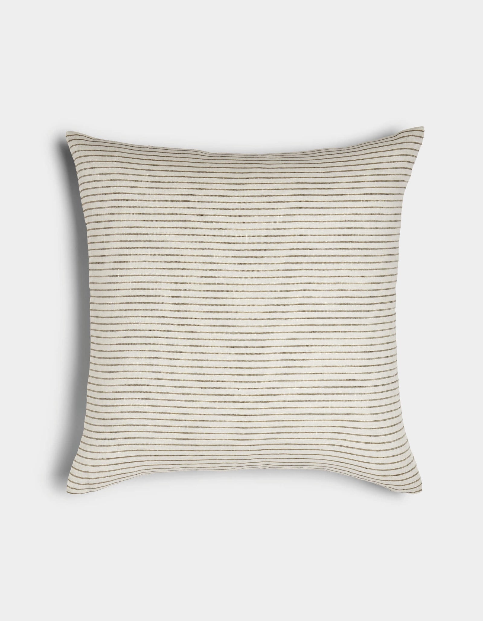 The Cozy Earth Striped Throw Pillow features a cream background with thin, evenly spaced black stripes, displayed against a white surface.