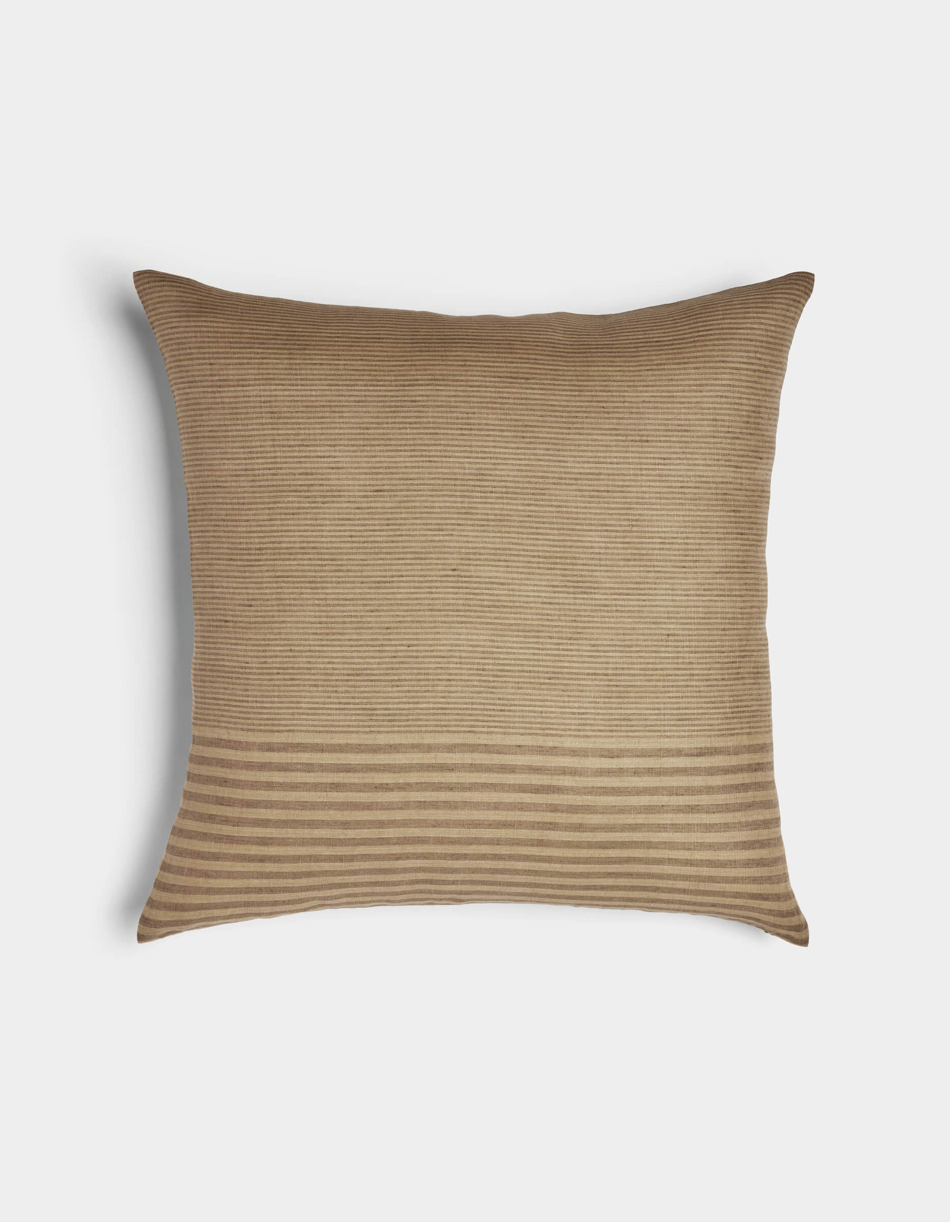 The Cozy Earth Striped Throw Pillow is rectangular and beige, featuring a subtle ribbed texture with horizontal stripes along the bottom edge, displayed on a plain white background.