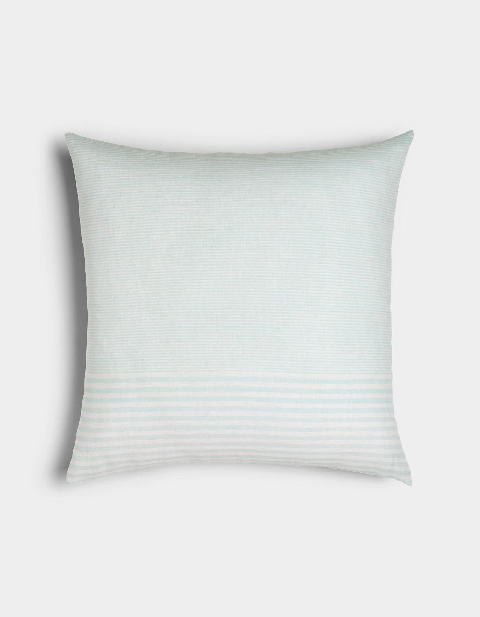 The Cozy Earth Striped Throw Pillow features light blue and white horizontal stripes and a rectangular shape, displayed on a plain white background.