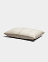 The Cozy Earth Baja Double Sided Sham is a rectangular beige pillow featuring thin, light gray horizontal stripes, shown on a white background.|Color:Coal Stripe/Striped Alabaster