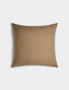 The Florence Pillow by Cozy Earth features a square beige design with thin vertical white pinstripes, shown on a plain white background.|Color:Brandy