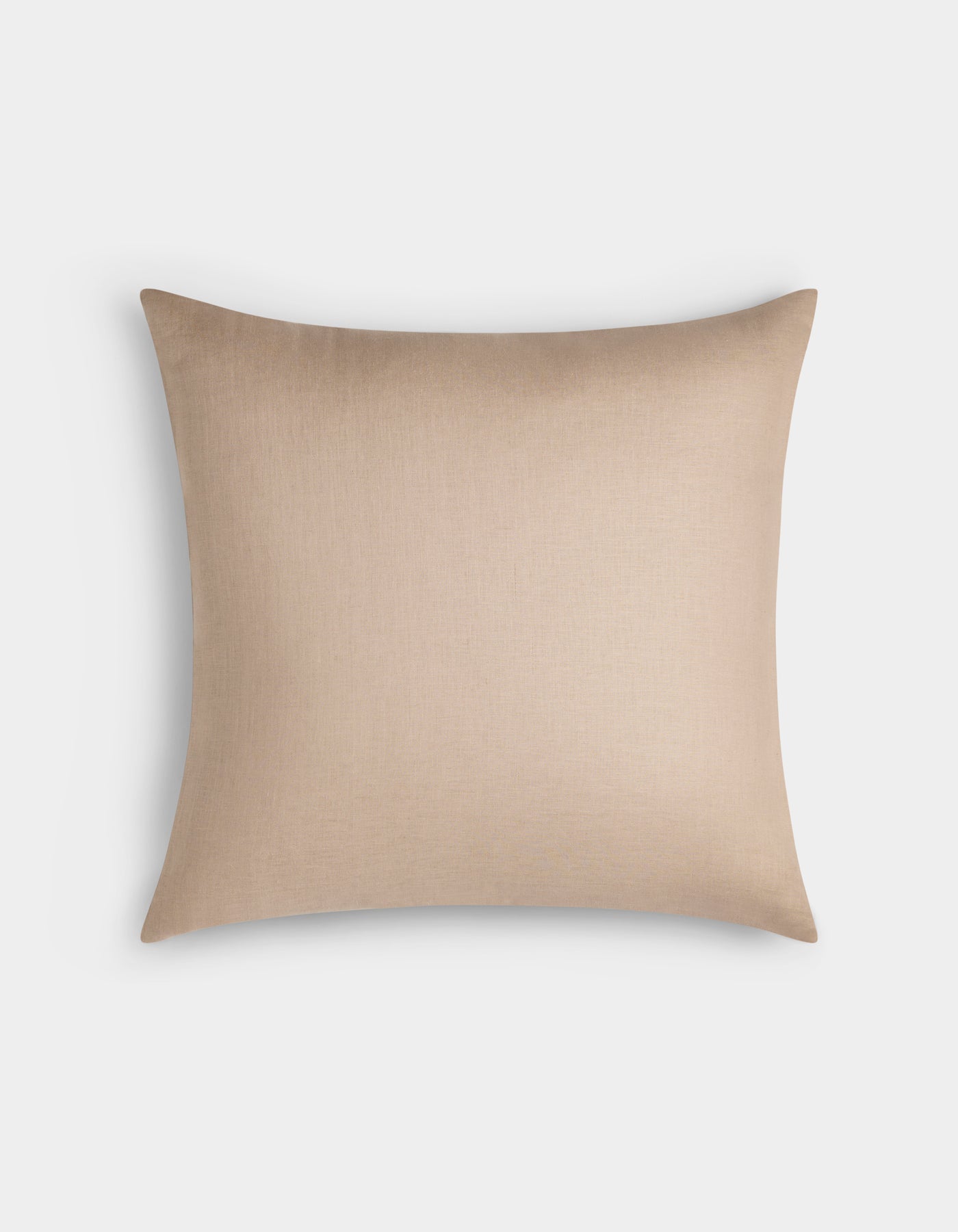 The Cozy Earth Linen Throw Pillow, featuring a square shape and plain beige fabric cover, is displayed against a white background.