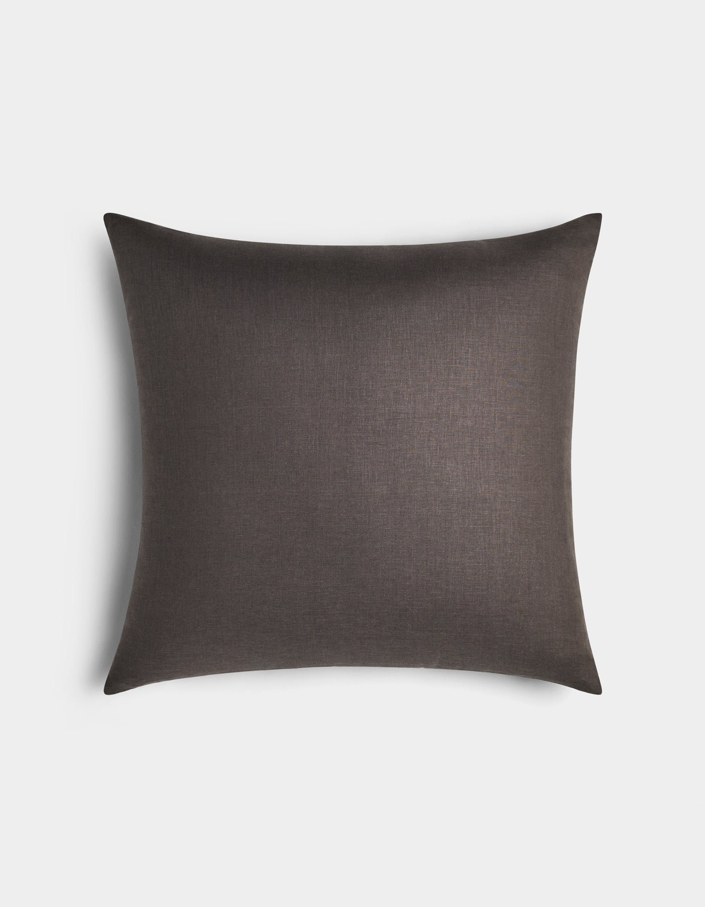 The Cozy Earth Linen Throw Pillow, rectangular and dark gray, is displayed on a plain white background in a top-down view.|Color:Coal