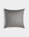 The Linen Throw Pillow by Cozy Earth is rectangular and gray, featuring a smooth, solid-colored fabric cover. It is displayed against a plain white background.|Color:Steel
