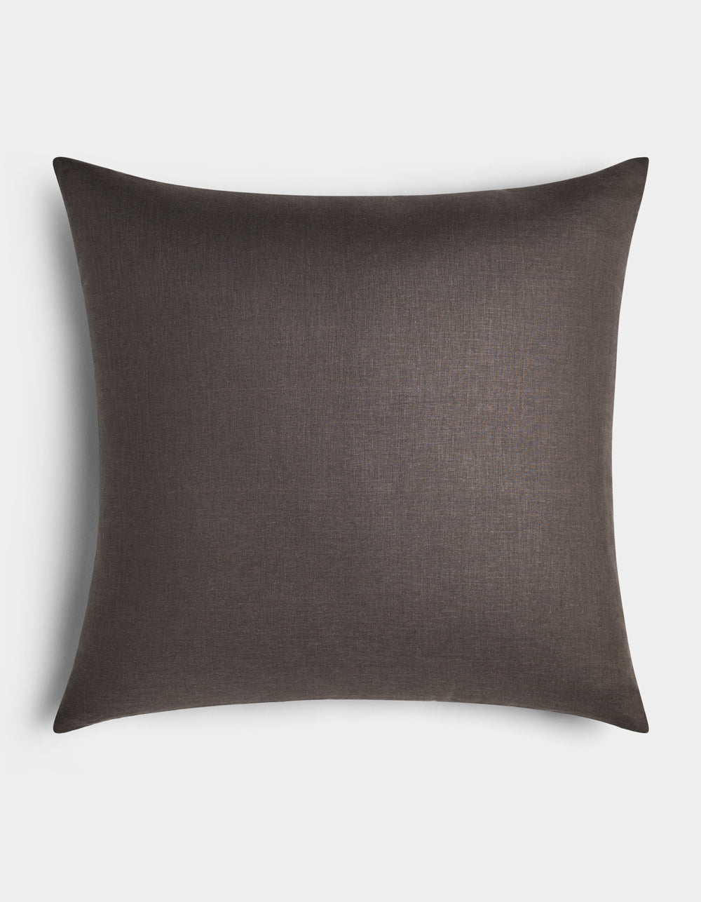 The Cozy Earth Linen Throw Pillow, rectangular with a smooth dark gray cover, is displayed against a light background.|Color:Coal|Size:26" x 26"