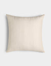The Cozy Earth Striped Throw Pillow is a square, cream-colored accent with subtle vertical pinstripes, displayed against a white background.|Color:Ecru|Size:24" x 24"