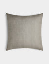 The Cozy Earth Striped Throw Pillow features a light gray square cover with thin white vertical pinstripes, shown against a plain white background.|Color:Grey|Size:24" x 24"