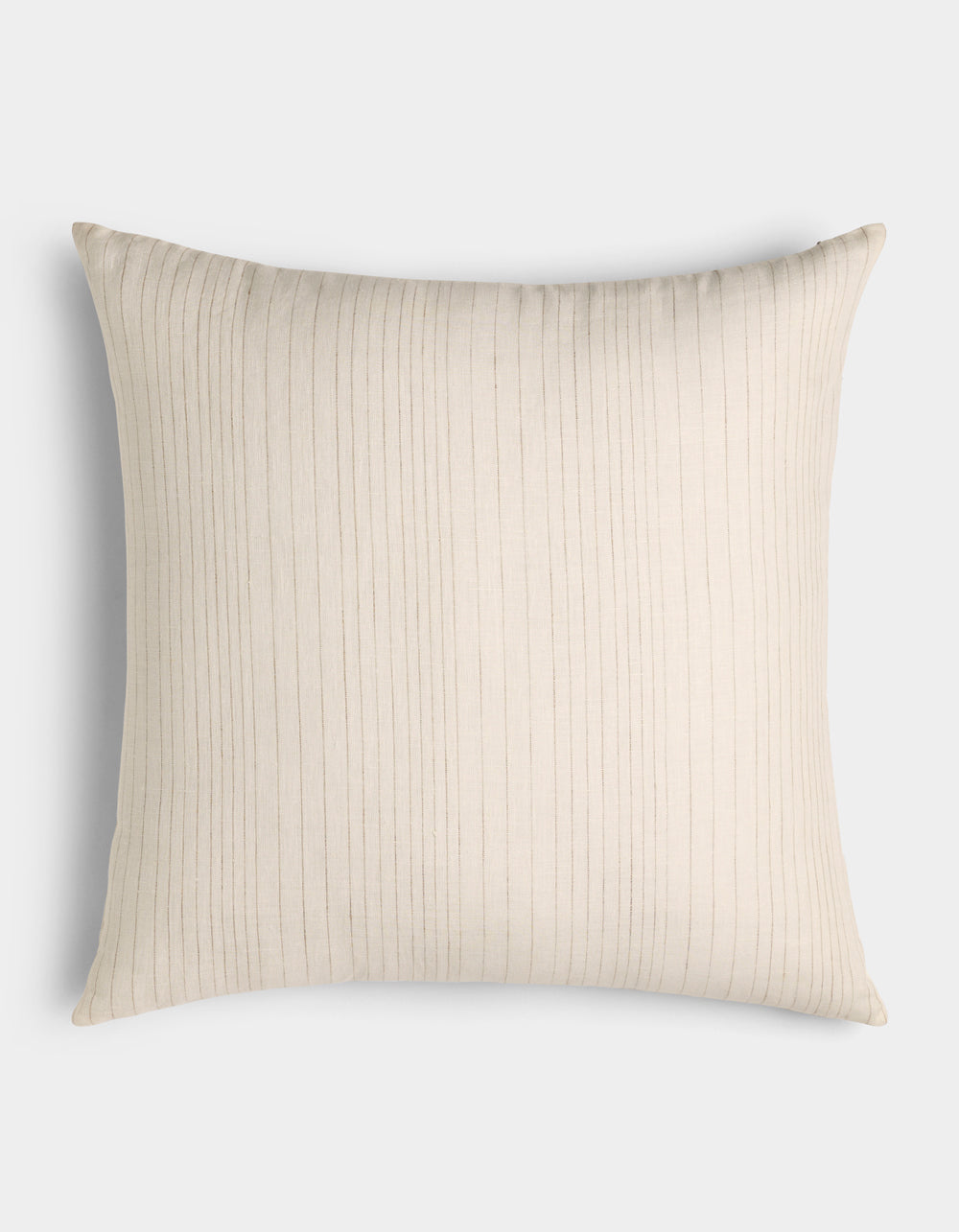 The Cozy Earth Striped Throw Pillow features a square, cream-colored design with subtle vertical pinstripes, shown on a plain white background.