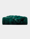 The Cozy Earth Double Bubble Cuddle Blanket is a plush, dark green rectangular throw with a soft, furry texture, displayed against a plain white background.|Color:Adrift