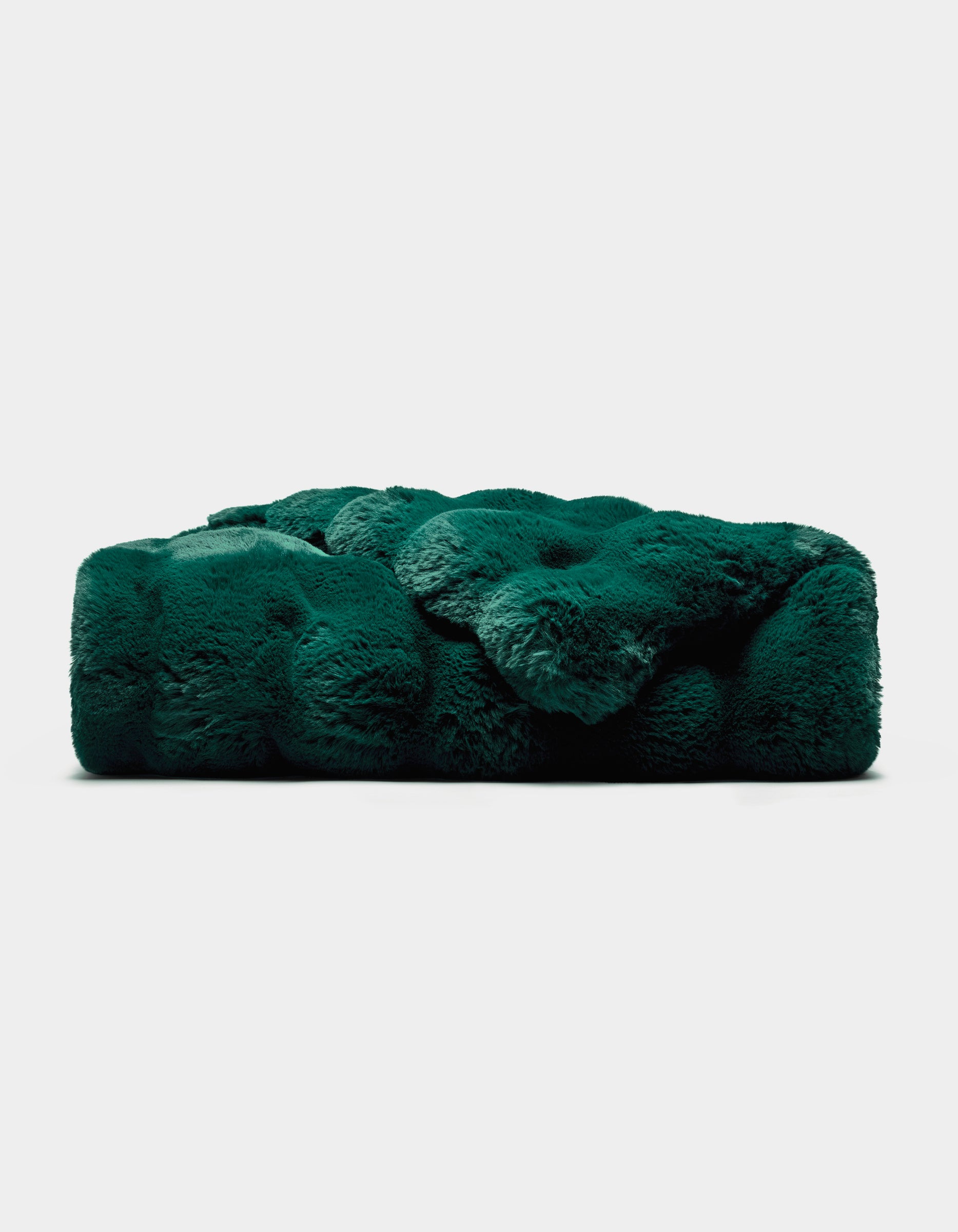 The Cozy Earth Double Bubble Cuddle Blanket is a plush, dark green rectangular throw with a soft, furry texture, displayed against a plain white background.|Color:Adrift