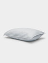 A single Cozy Earth Bamboo Jersey Quilted Sham in white, featuring a smooth surface with a subtle square pattern, displayed on a light gray background.|Color:Shore