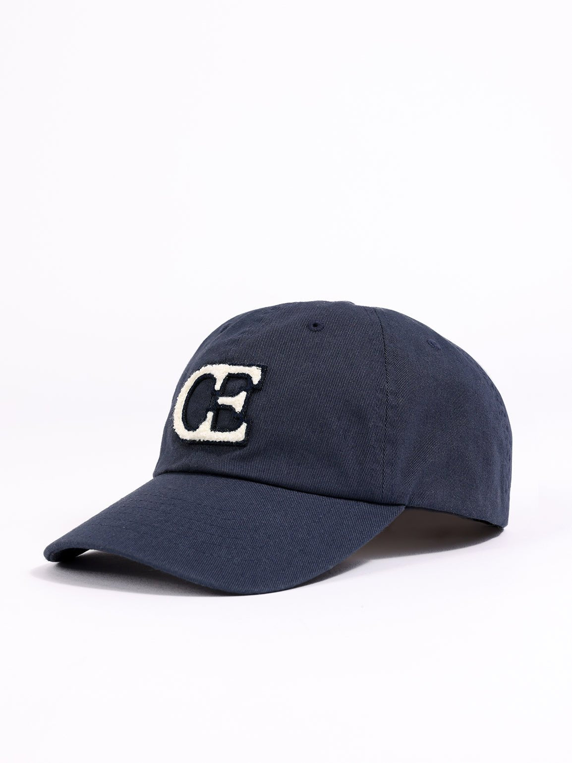 Side view of washed navy vintage cap